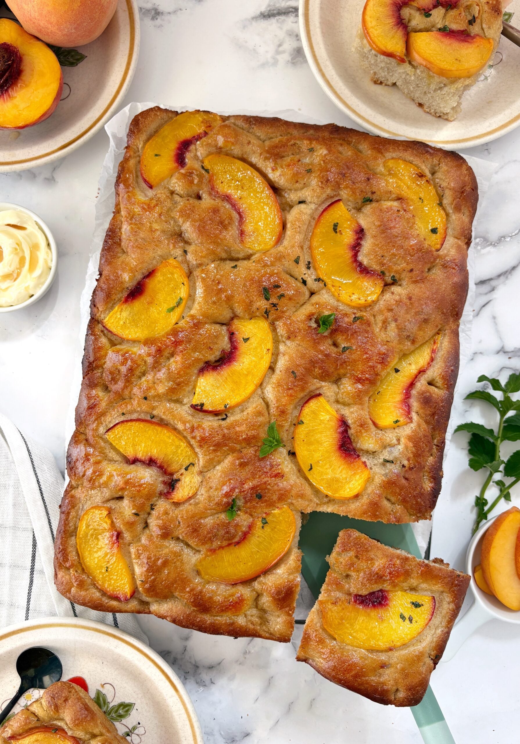 Full peach focaccia bread