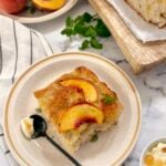 plate of peach focaccia bread on a plate